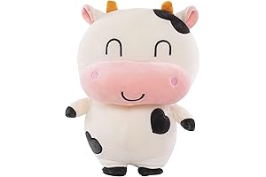 12 Inch Valentines Plush Cow Stuffed Animal - Black and White Cow Plush Toy