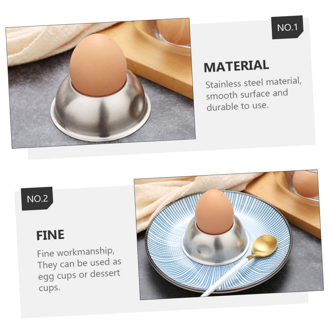 Alipis Egg Cups for Boiled Eggs Silver Egg Cup Set Egg Coddler Cups Egg Holder Stand Stainless Steel Egg Cup Set