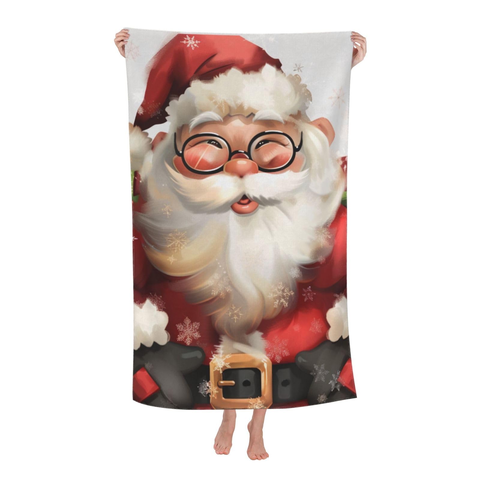 BWWHCCTI Cute Santa Claus Printed Quick Dry Bath Towel, Soft Microfiber Towels Fast Drying Beach Towels for Travel,Camping,Gym,Swimming,Yoga