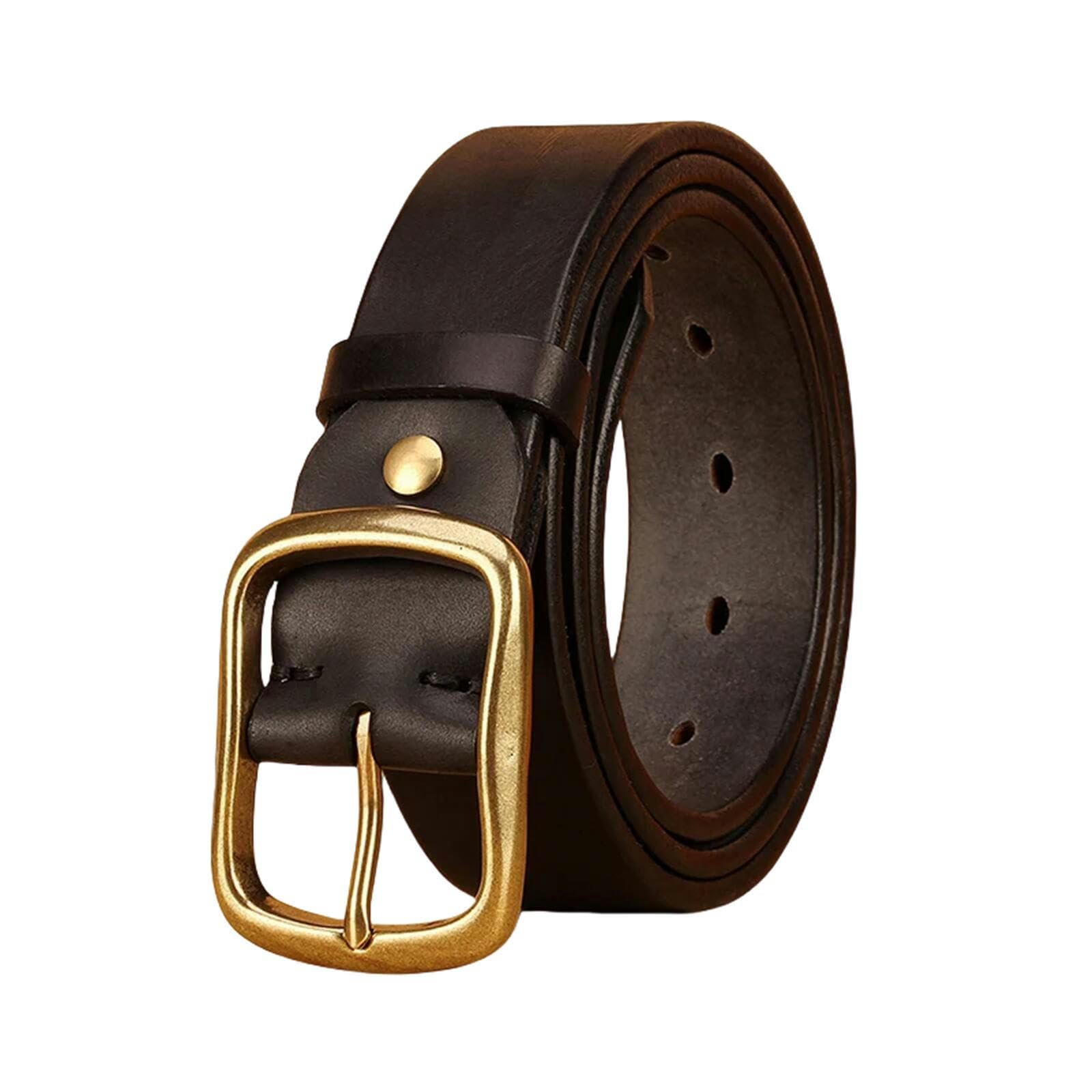 Cintura Di Cuoio Cintura In Pelle Con Fibbia In Rame Retrò Da Uomo, Cintura In Pelle Casual Jeans, Cintura In Pelle Aziendale