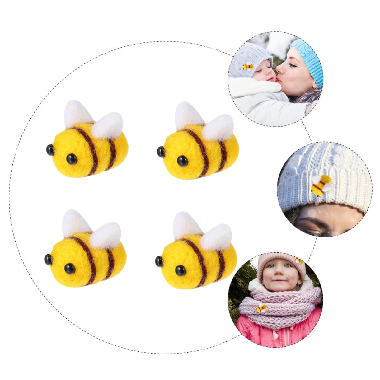 SUPVOX Plush Wool Felt Bee Decorations 6pcs Set Craft Supplies for Home Decorations