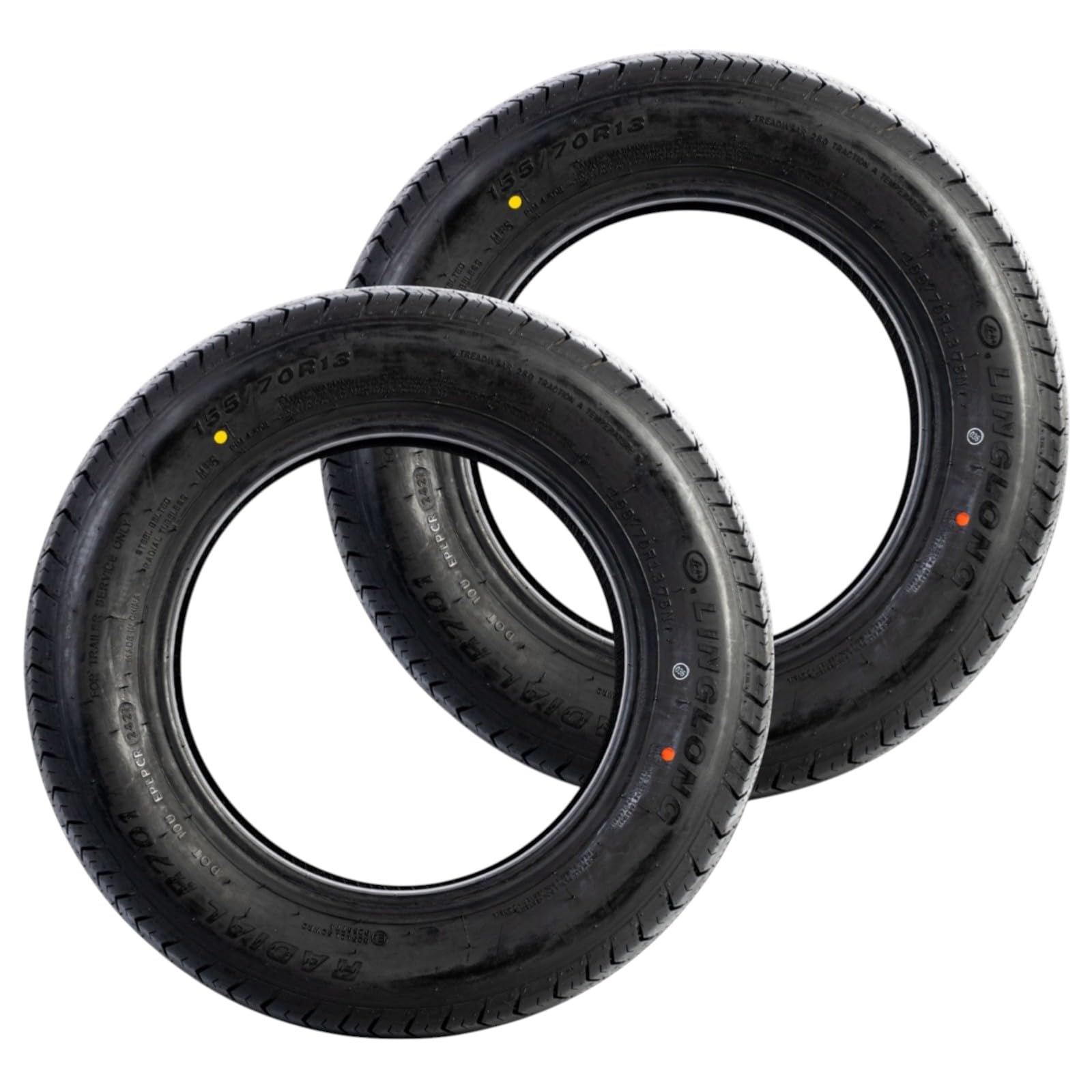 UNITRAILER Set di pneumatici per tutto l'anno 2x 155/70 R13 75N – Pneumatici per rimorchi da 13 pollici per rimorchi e caravan, ciascuno con capacità di carico di 387 kg, stabile per l'uso