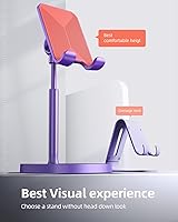 Vista 2 de LISEN - Soporte para teléfono celular, aluminio resistente, altura y ángulo ajustables, para escritorio, compatible con iPhone 14 Pro Max, Samsung