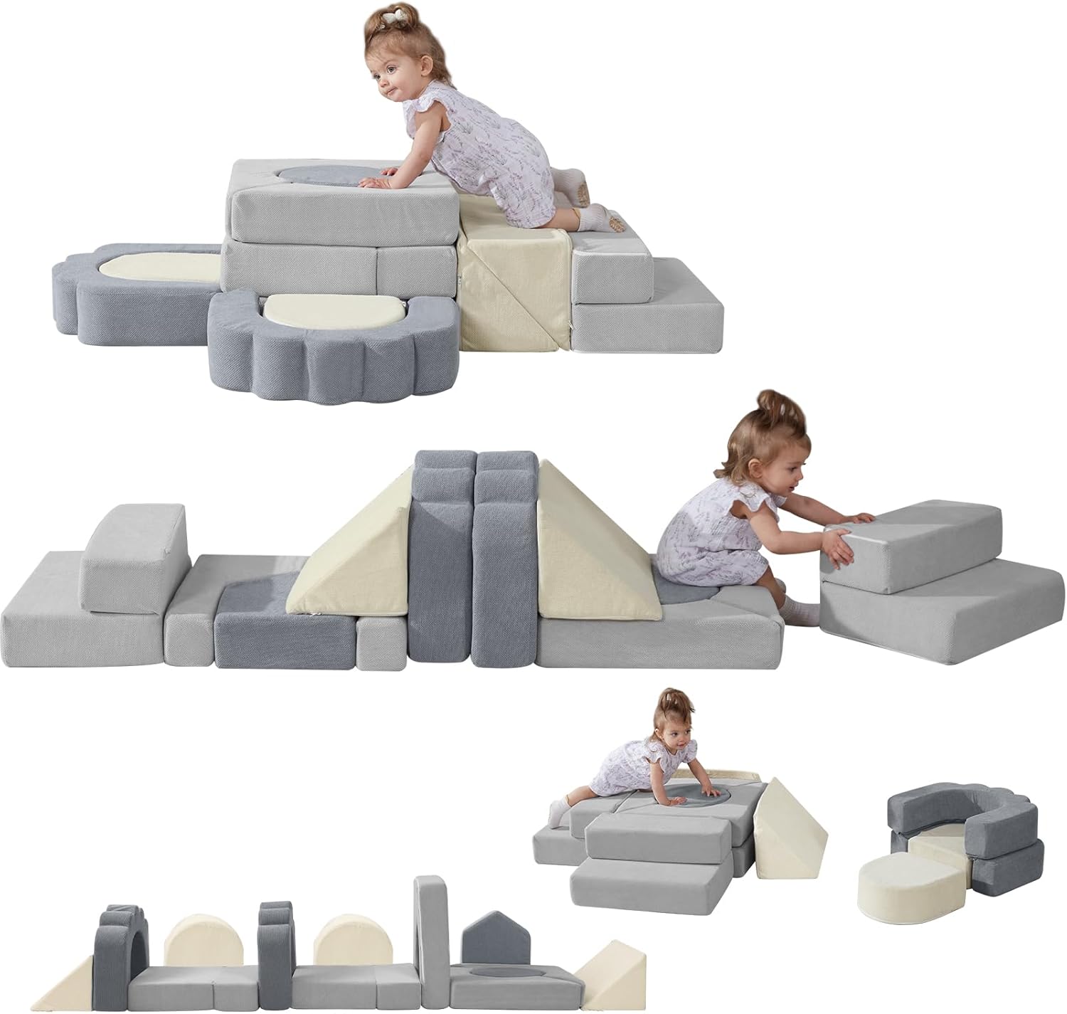 Foam Climbing Toys for Toddlers, 13pcs Climb and Crawl Activity Playset, Soft Play Climbing Blocks for Toddlers, Indoor Crawling Sliding Toys, High-Density Foam Play Structures for Playroom