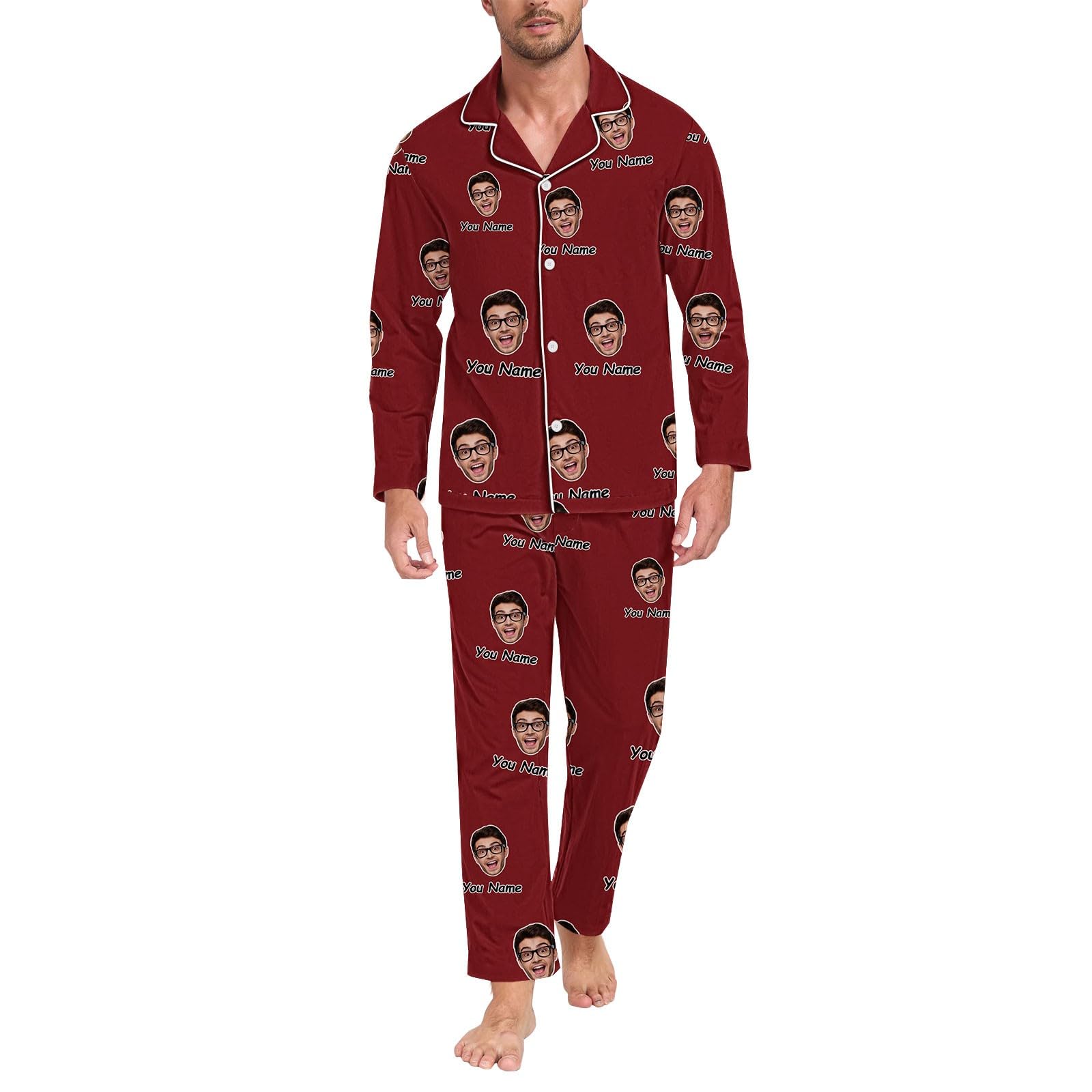 Generisch Pijama para hombre de longitud extragrande pantalones divertidos para hombres y mujeres parejas a juego unisex personalizados nombre albornoz gofre hombre