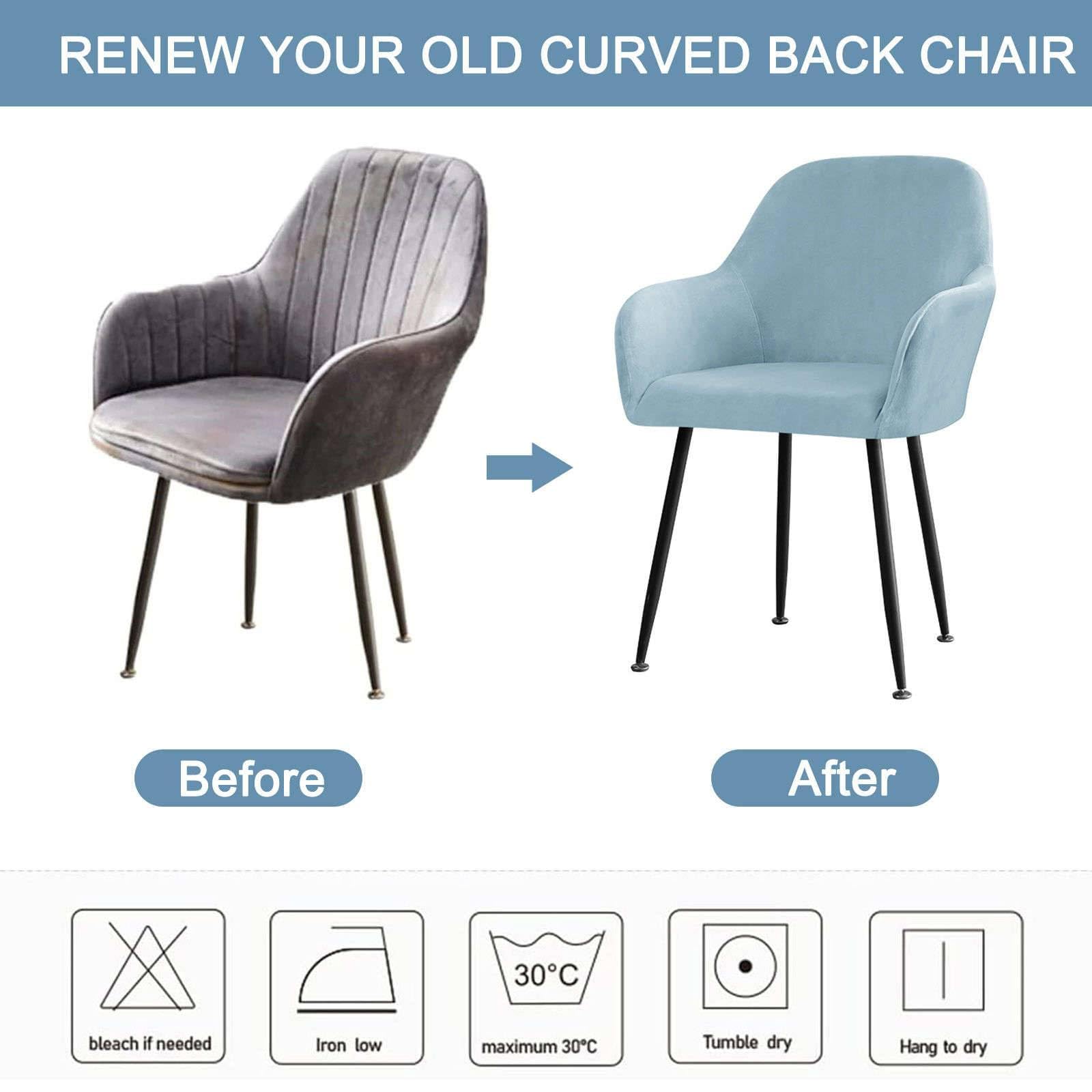 Housse de Chaise avec Accoudoirs en Velours-Blanc-Lot de 4 | Souple Extensible Couverture de Chaise avec Dossier Incurvé, Amovible Housse de Fauteuil de Salle à Manger Lavable