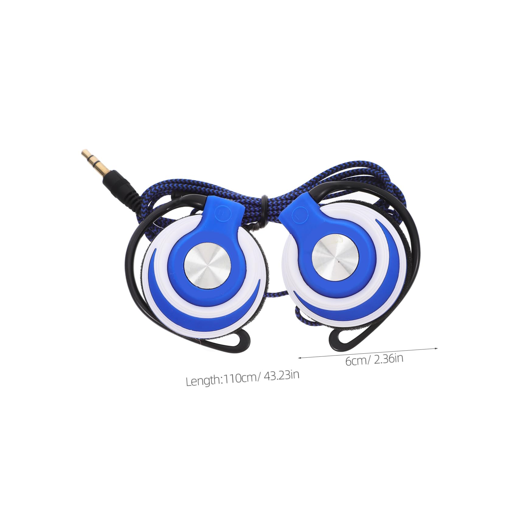 BESTonZON 2 Cuffie Stereo Auricolari Clip Con Gancio Orecchio Cablato Compatibile Blu Ergonomiche con Suono Surround e Cavo Resistente