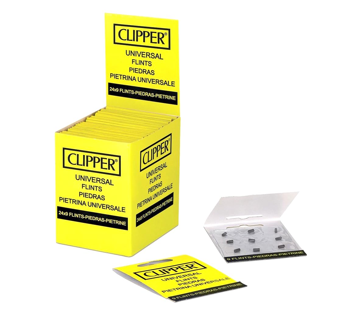 Clipper Universal Lighter Flints | Reusable Lighter Spare Part Flint Refill - 9 Flints Per Pack (5)