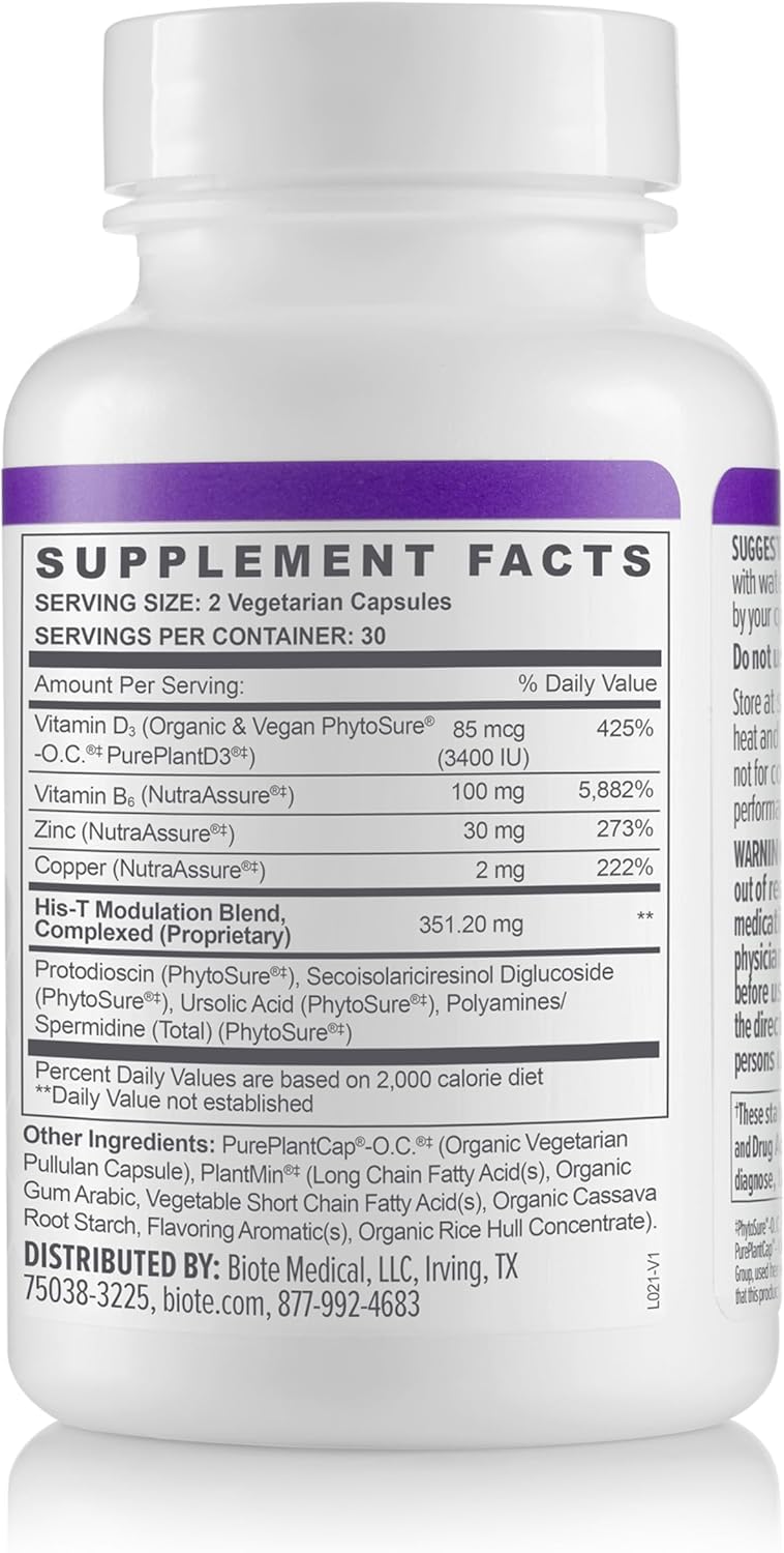 Biote Nutraceuticals - HIS-T - Healthy Testosterone Balance Support for Men (60 Capsules) — Amazon image 4