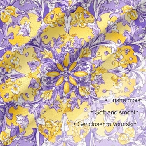 Retro Flower Pattern Purple and Yellow silk scarf pashmina elegant for women's for christmas scarf bufanda elegante para mujer3