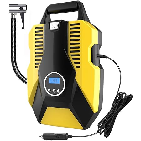 Amazon Oninaa 電動エアコンプレッサー 車用エアーコンプレッサー 車用空気入れ 空気入れ 自動車 コンパクト 携帯便利 電動空気入れ 自動停止 3 4mコード付き 夜間照明ledライト付き 緊急時期対応 3種類アダプターノズル付き タイヤ 自動車 自転車 ロードバイク ボール