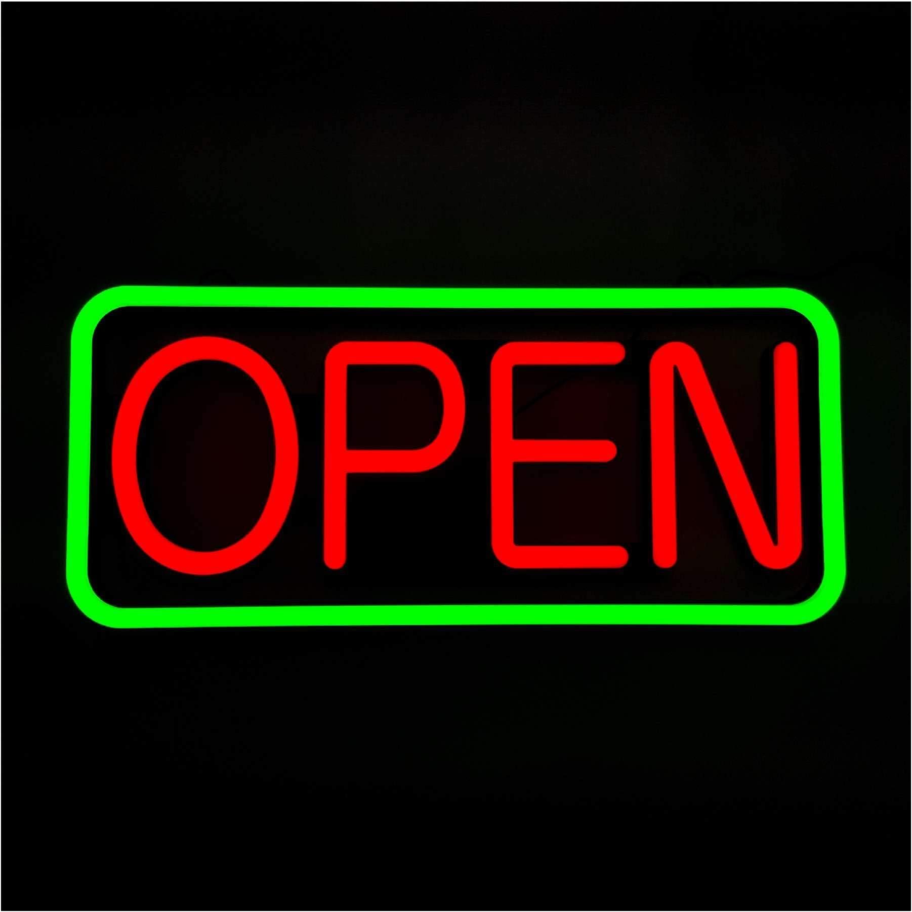 MaxLit 21'' X 10'' New Ultra Bright LED Neon Sign - OPEN - Remote Controlled (Green/Red)