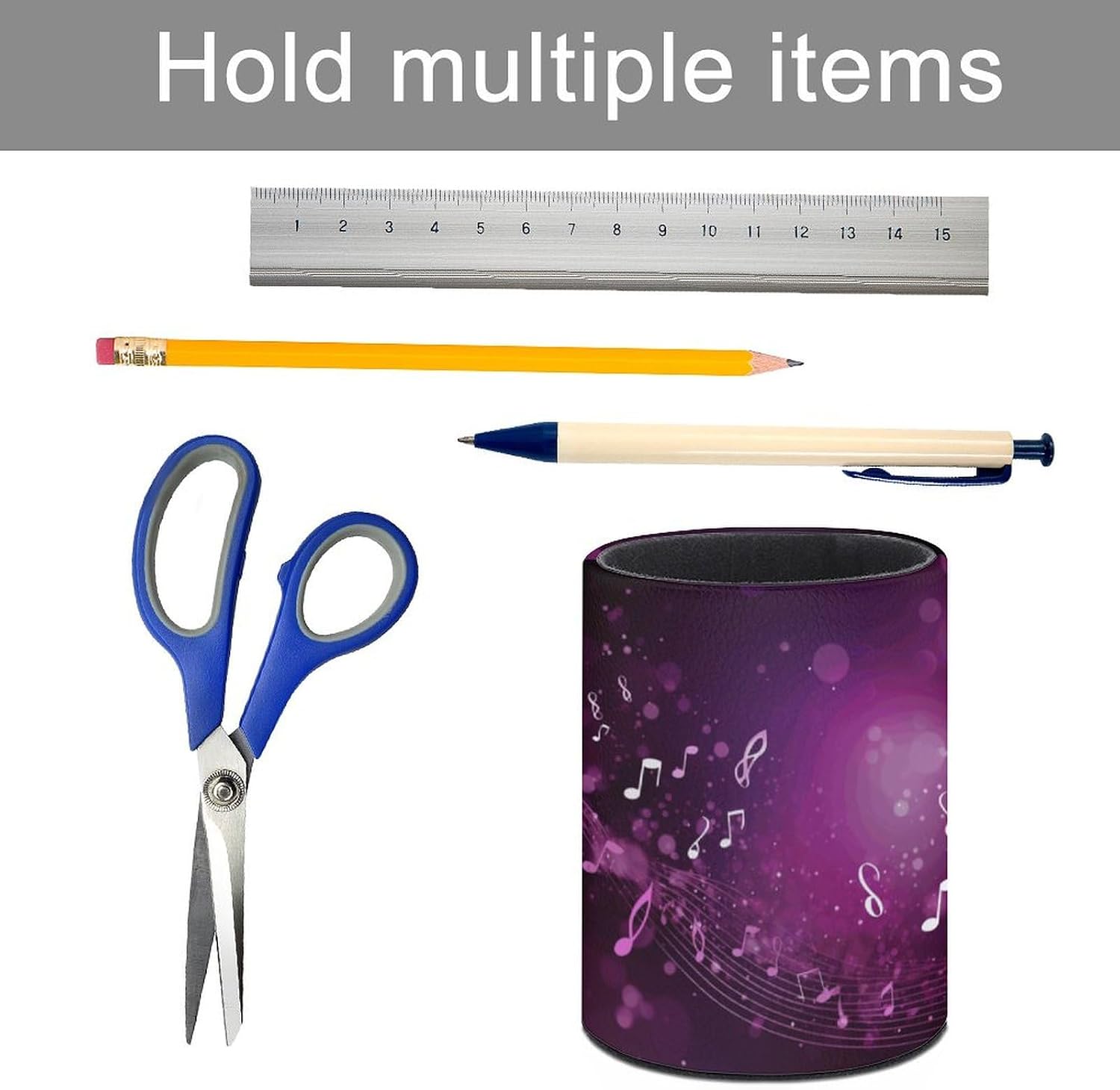 Melodious Music Pen Holder Pencil Holder PU Pen Cup Holder Makeup Brush Holder Waterproof Desktop Pen Organizer Pencil Cup for Office Desk Accessories image 5