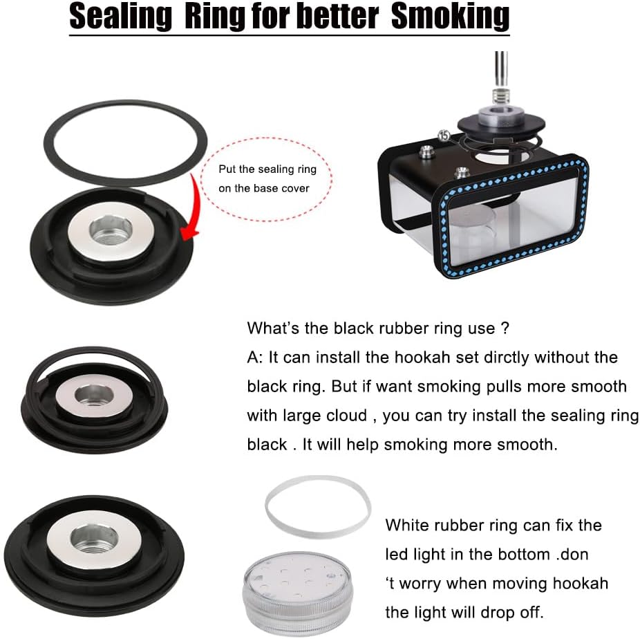 Hookah Set 2 Hose, Large Opening Micro Modern Cuboid Acrylic Portable Travel Hookahs,Hookah with Portable Bag, Magical Remote LED Light, Silicone Hookah Bowl, Coal Tongs for Better Shisha Smoking