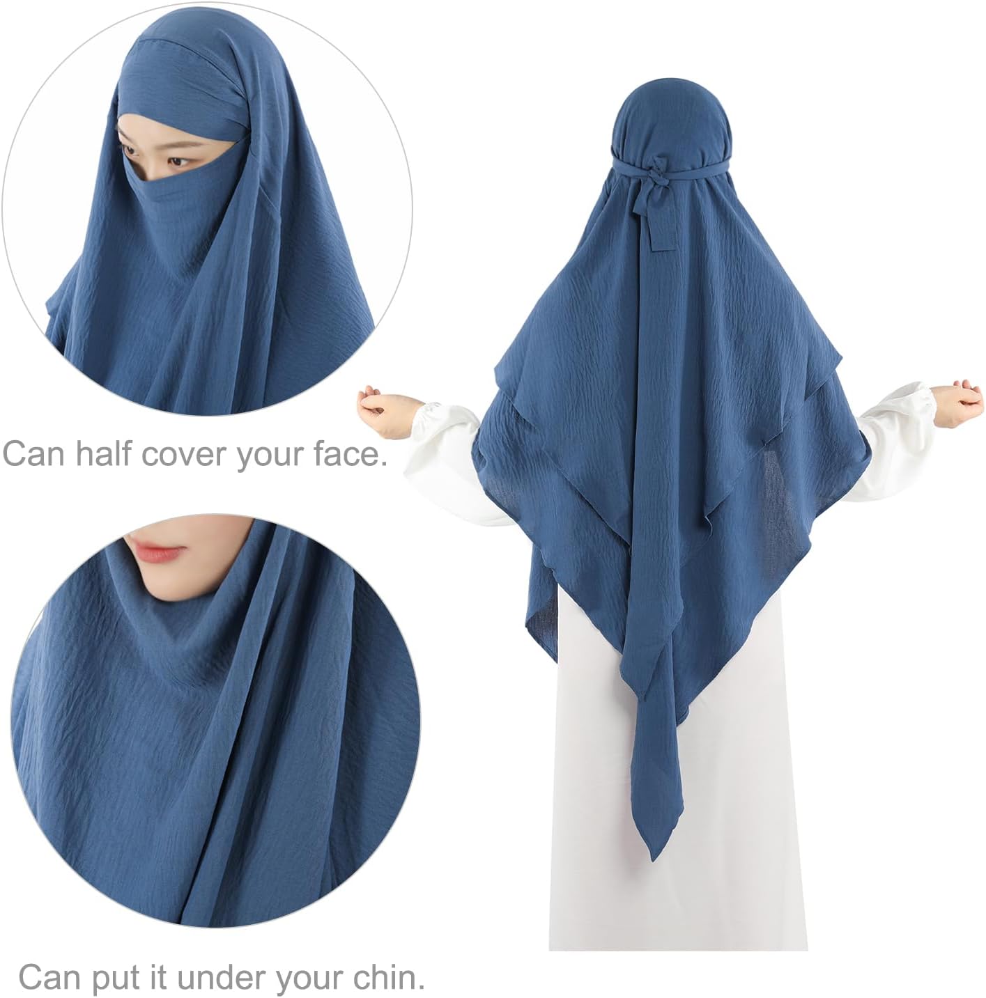Khalat Muslim Prayer Hijab - 2 Layers Soft Breathable Islamic Dubai Women's Instant Long Hijab - Image 5