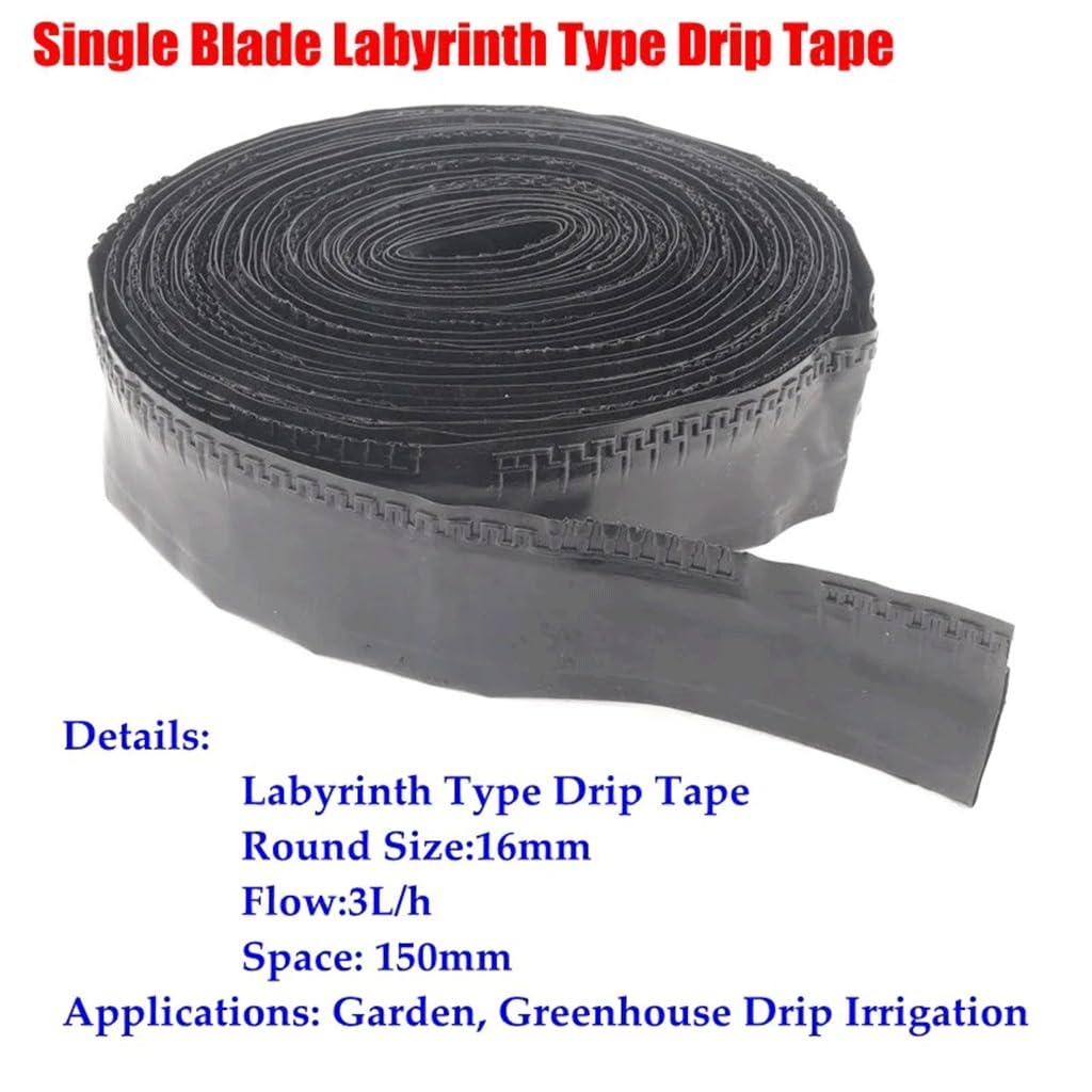 Tubo per irrigazione a goccia, Tubo gocciolante for irrigazione piatto a labirinto a lama singola Dimensioni multiple(2X50meters (2X164ft))