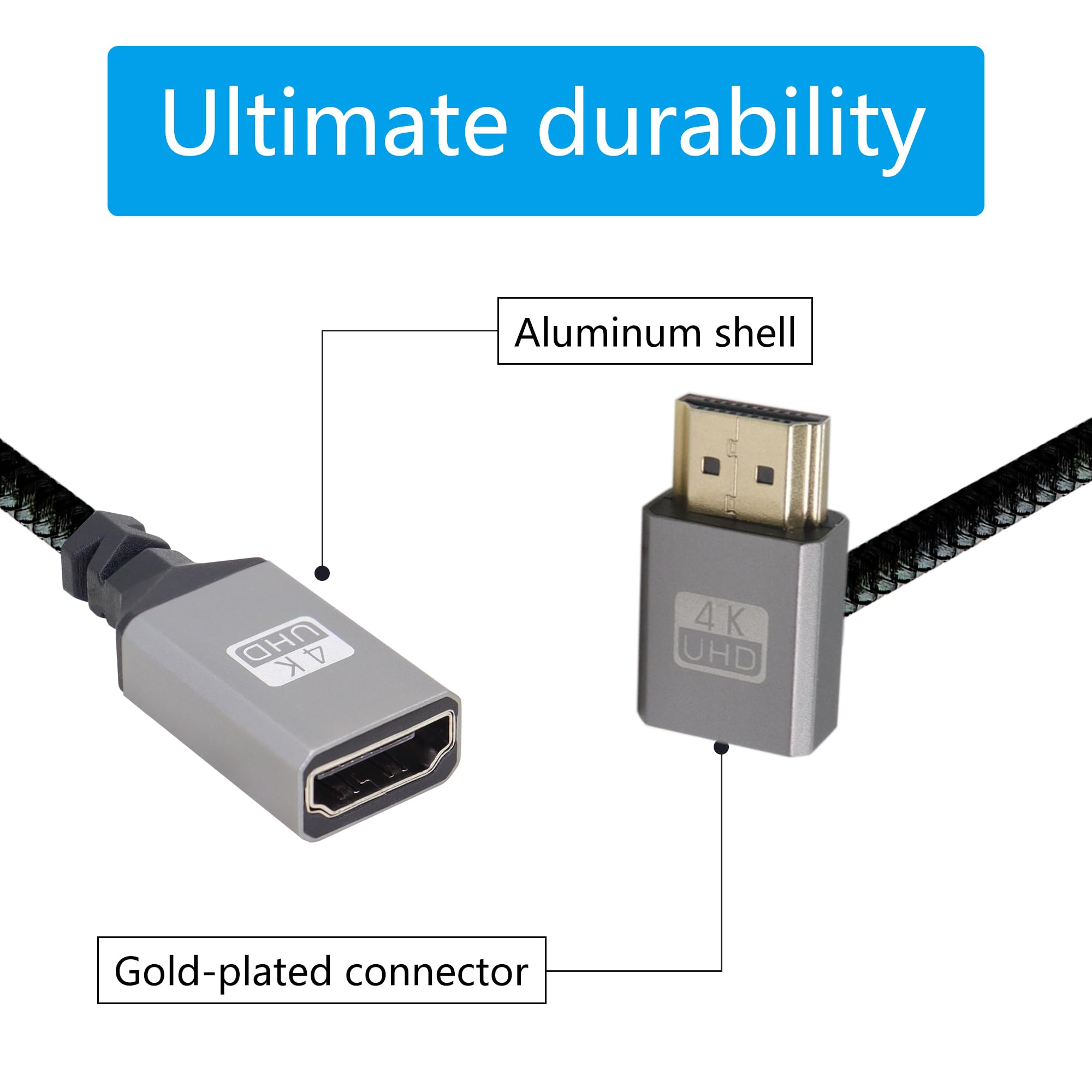 Cavo HDMI 2.0 Ad Angolo Retto RIIEYOCA 4K (2 Pezzi): Perfetto Per Spazi Stretti E Connessioni Veloci