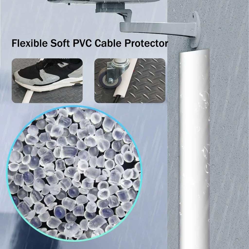 Cubrecables De Suelo Flexible De PVC Blando, Protector De Cables De Pared Autoadhesivo para Oficinas, Oculta Y Organiza Los Cables, Resistente Al Pisado(Negro,10M)