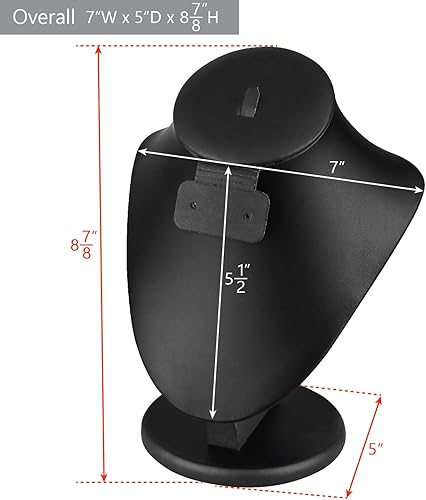 Miniatura 2 de MOOCA Soporte para exhibición de joyas, collar y cadena de busto, soporte de maniquí de collar, soporte de joyería, piel sintética negra