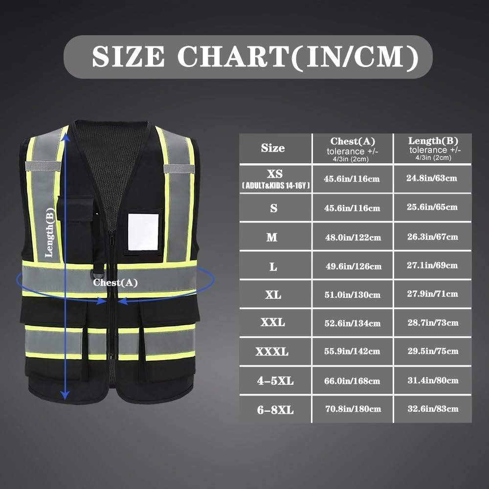 Chaleco Reflectante de Seguridad, Chaleco Alta Visibilidad con Bolsillos y Cremallera, Amarillo Naranja(3X-Large)