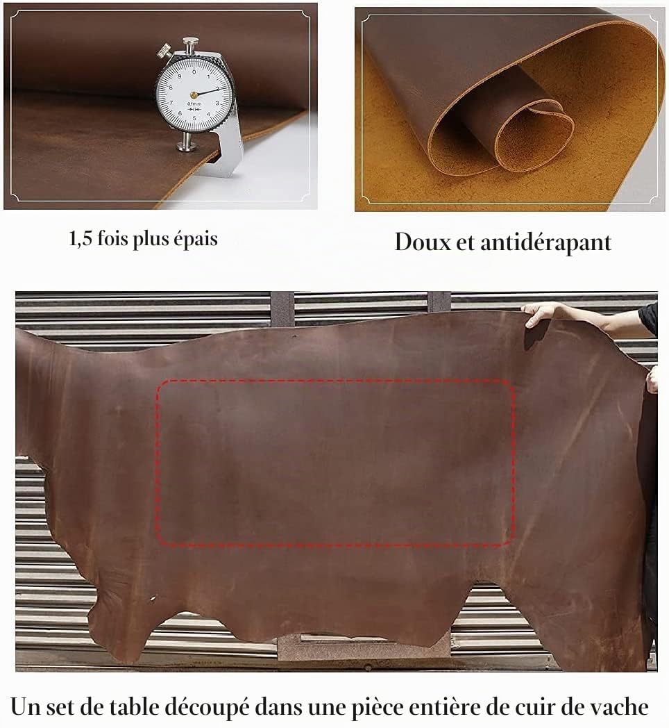 Contacts Tapis de souris en cuir véritable pour ordinateur portable 15.7Inchx 23.6Inch Café (S)