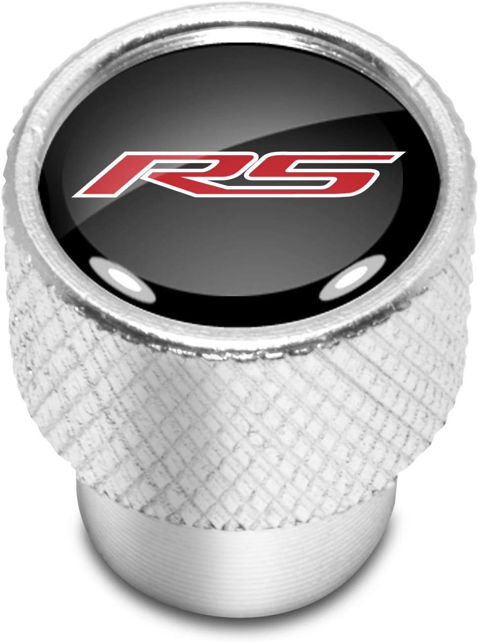 iPick Image for Chevrolet Camaro RS Logo Black on Shining Silver Easy-Grip Aluminum Tire Valve Stem Caps - Official Licensed