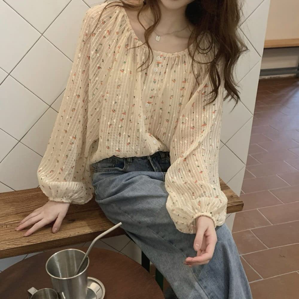 Elegantes Lässiges Langarm-Top,Damen Elegant Bedruckt Satin Bluse Shirt Langarm Aprikose Revers Knopf Tunika Shirt Komfort Glanz Shirt Sexy Party Tops Casual Büro Business Bluse Für Mädchen Damen