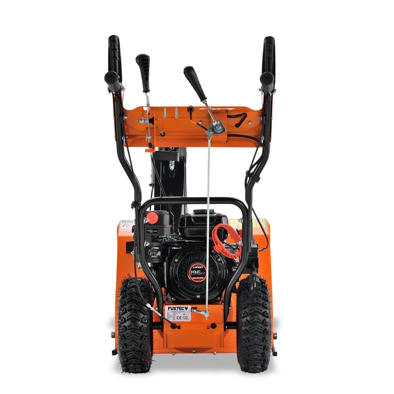 FUXTEC Benzin Schneefräse FX-SF2196 mit 196ccm (5,5 PS) 4-Takt-Motor - 61 cm Räumbreite, 51 cm Räumhöhe &11m Auswurfweite – E-Start, 4 Vorwärtsgänge & 1 Rückwärtsgang – schwenkbarer Auswurfschacht