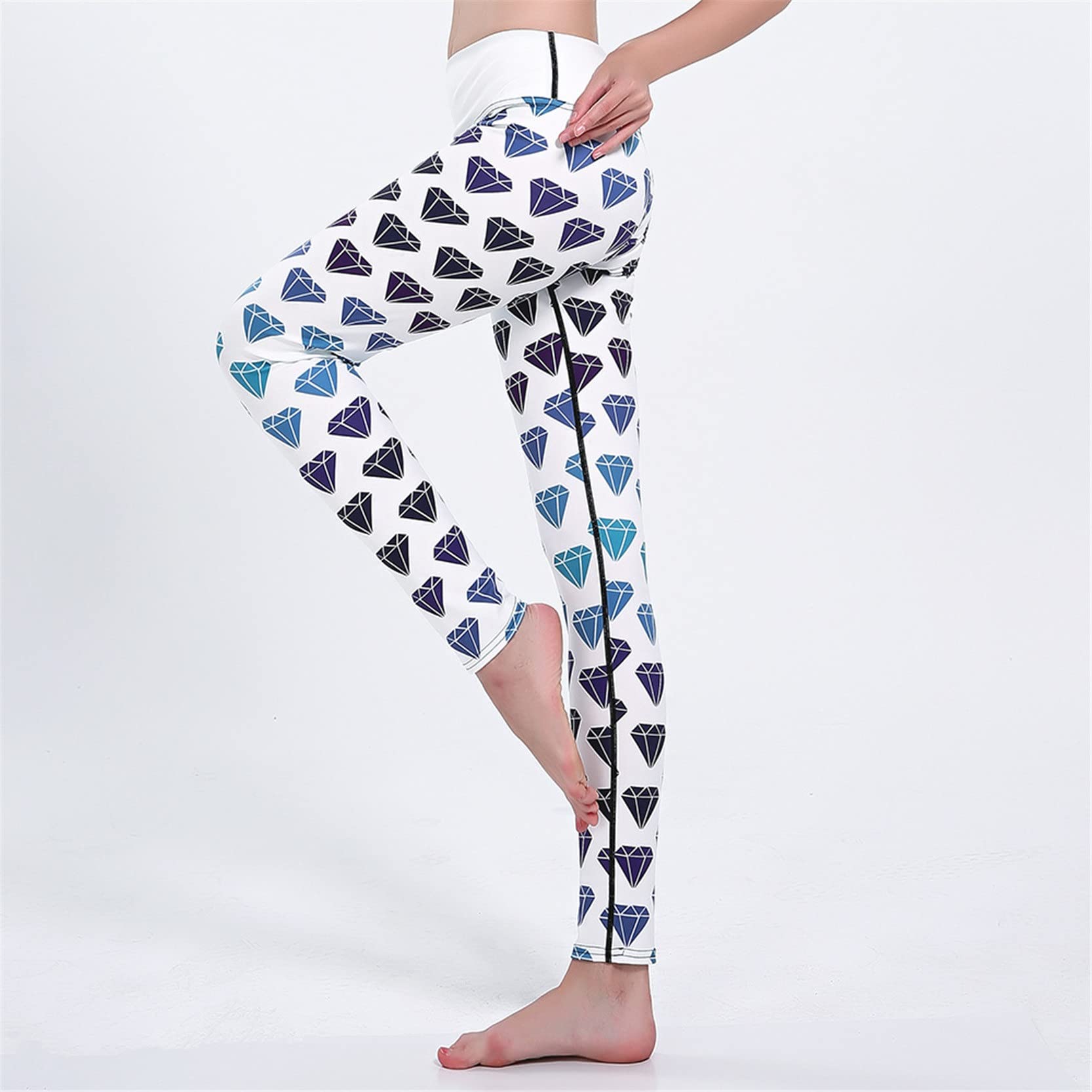 Mujer Niña Gimnasio Leggings Yoga Pantalones, Pantalones de Yoga finos con estampado geométrico for mujer, mallas ajustadas de cintura alta, mallas de secado rápido con Control de barriga y realce de