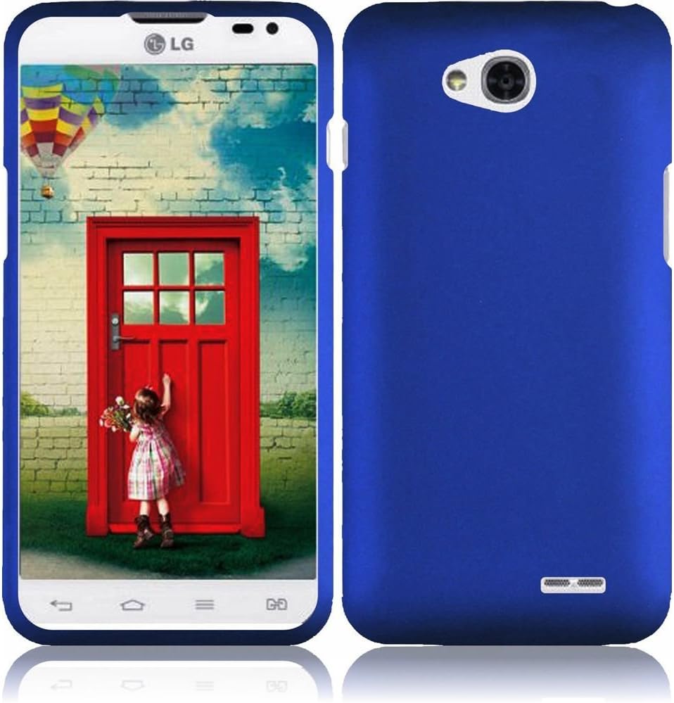 HR Wireless Rubberized Cover Case for LG Realm Exceed 2 Ultimate 2 L70 LS620 VS450 L41C - Retail Packaging - Blue