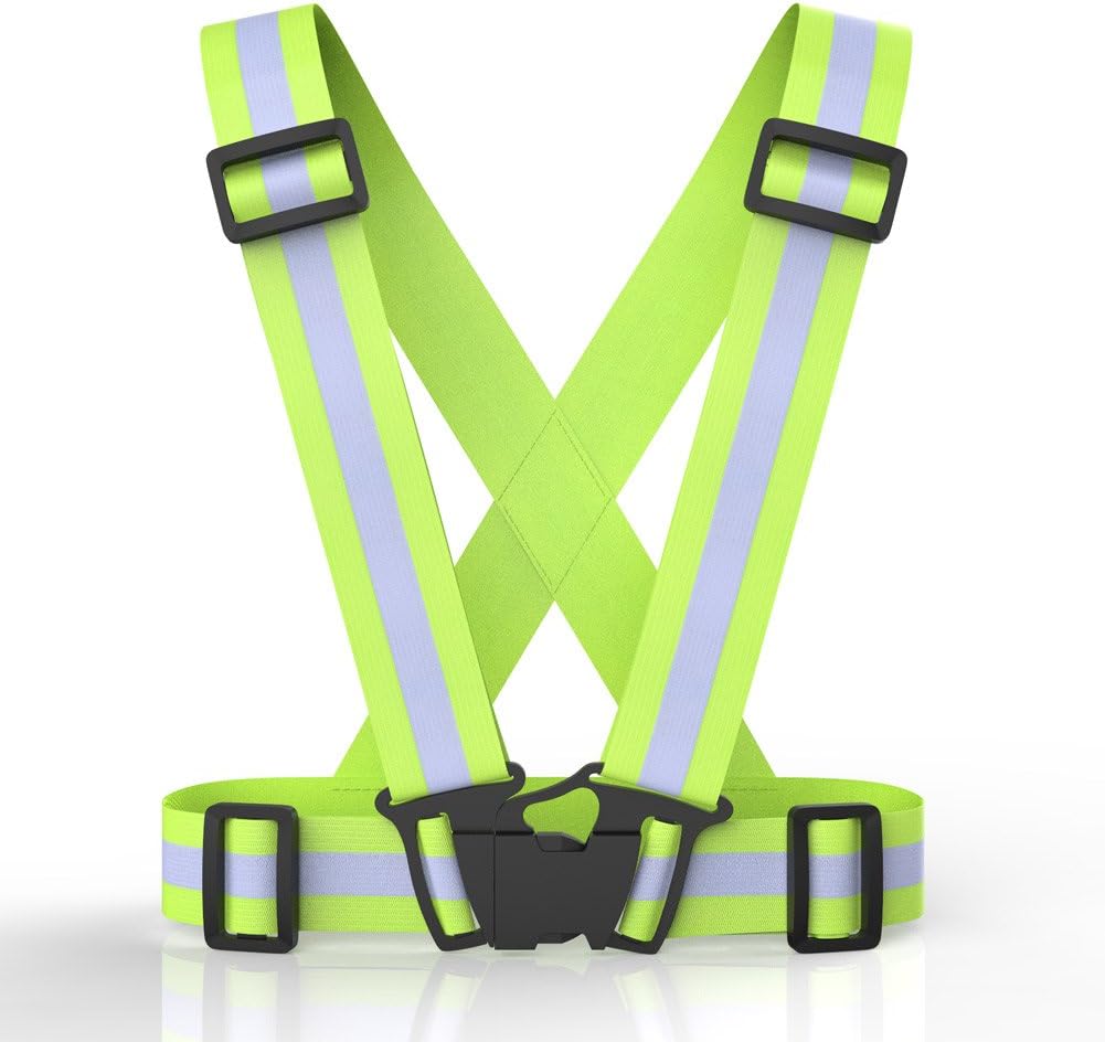 Reflective Running Gear, Reflective Safety Vest, Ankle Bands Running Armband, Adjustable lightweight and High Visibility Belt for Outdoor Jogging, Cycling, Walking, Motorcycle Riding and Running