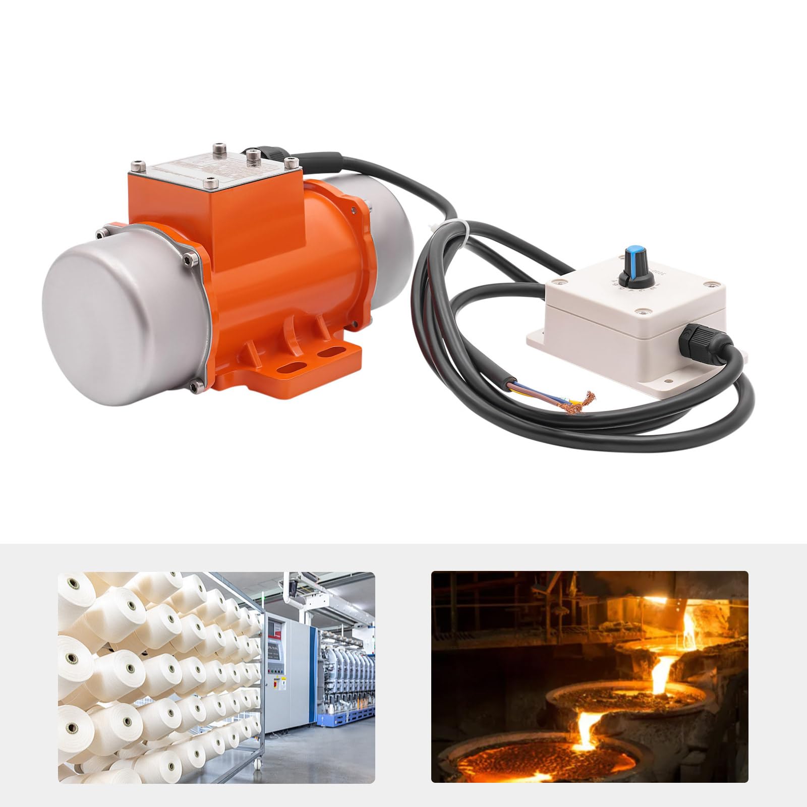AC Vibrationsmotor mit Drehzahlregler 40/50/60W 50Hz Vibrator Vibration Motor 1P Asynchroner Elektro Vibrierend Motor 1000~3000U/min 9 Gänge Mehrzweckmotor, für Metallurgie, Kohle usw (HY-40/2S-15)