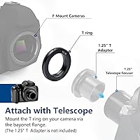 Vista 2 de Lightdow Anillo adaptador de lente de montaje T/T2 para Nikon D5500 D3300 D3200 D5300 D3400 D7200 D750 D3500 D7500 D500 D600 D610 D700 D800 D810