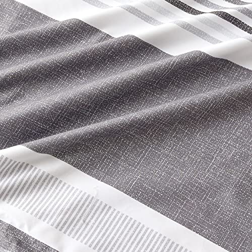 Image of Bedsure King Comforter Set 7 Pieces, Frost Grey Striped Bedding Set for All Seasons, Reversible, Cationic Dyeing Bed in a Bag with Comforter, Sheets, Pillowcases & Shams