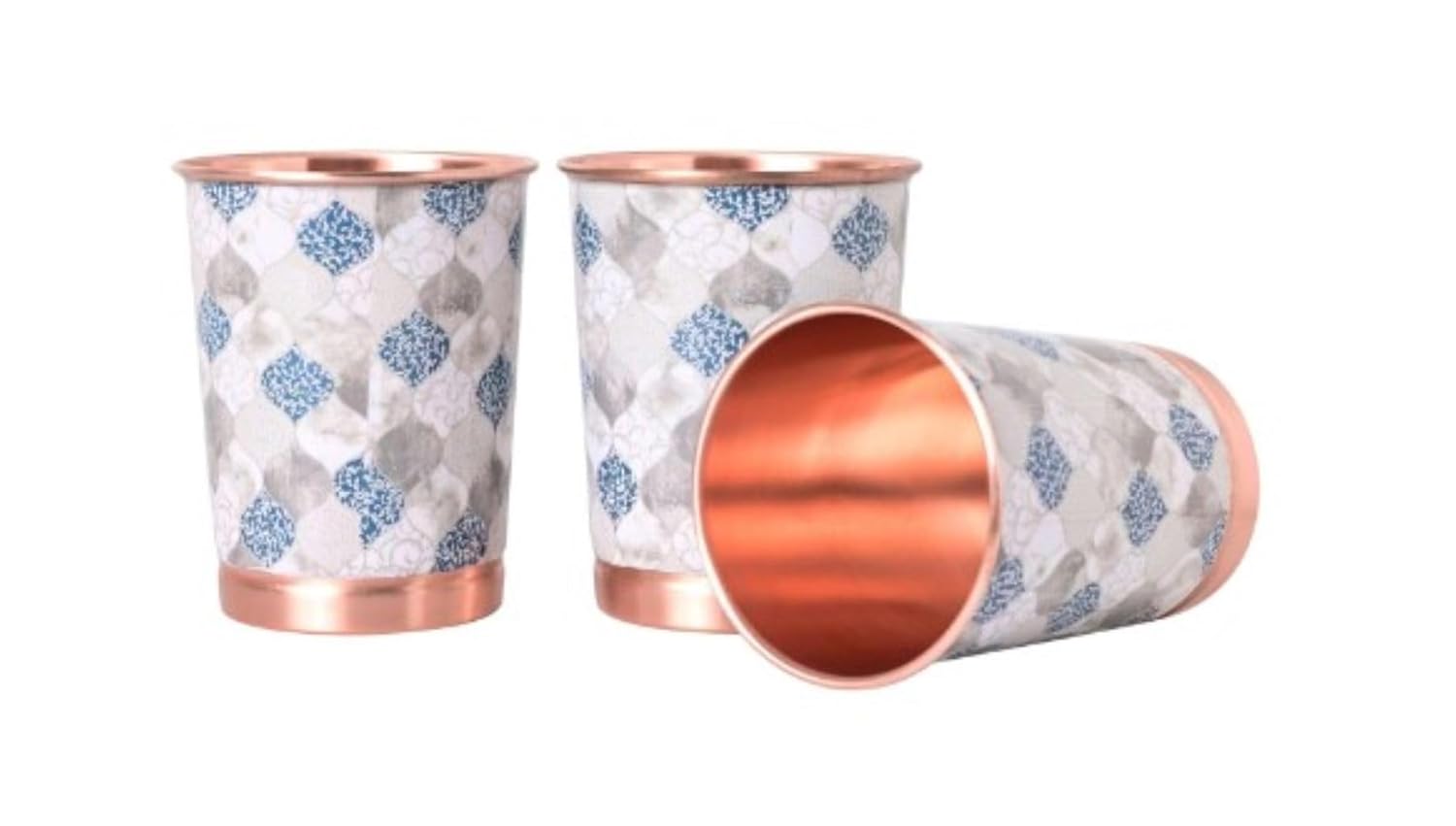 Lalit Kishori jewellary hub Pure Copper Printed Design Water Glass Drinking Serving Water Utensils Drinkware Tumbler with Ayurvedic