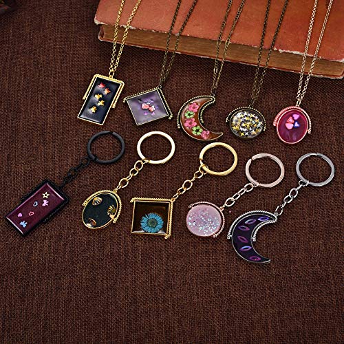 OBSEDE Rotatable Open Back Bezel Pendants Charms Resin Molds for Jewelry Findings DIY Art Craft Pressed Flower Frame Assorted Geometric Trays 25pcs - Thumbnail 4