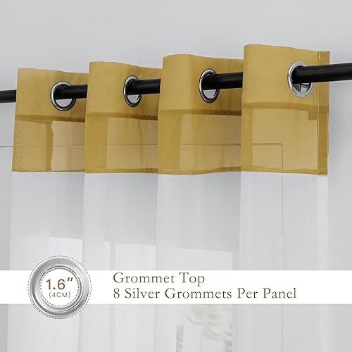 Miniatura 10 de 2 paneles de cortinas traslúcidas blancas de 63 pulgadas de largo, para sala de estar o dormitorio con alzapaños, cortinas ligeras para ventana (56