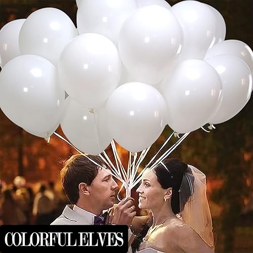 Miniatura 5 de 100 globos blancos de 12 pulgadas para helio, globos de látex blanco mate, brillantes, para decoración de fiestas (blanco)