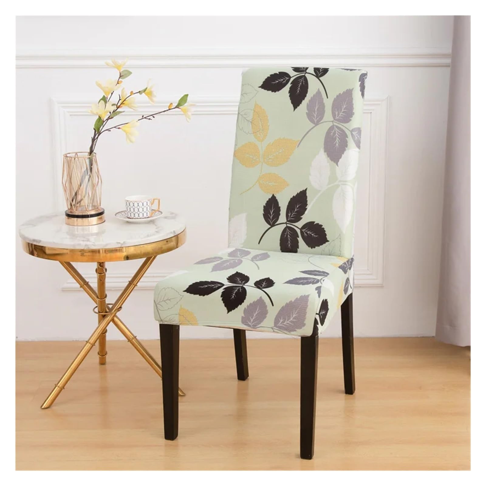 GCYEIDMA Printed Chair Covers 4/6pcs Stretchy Dining Chair Covers with Floral Print - Removable & Machine Washable Slipcovers(H,4PC)