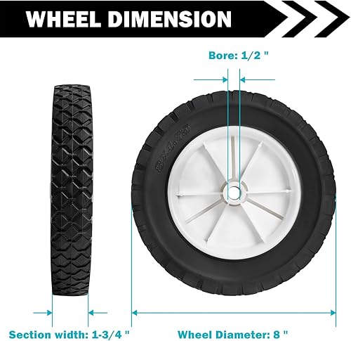 Miniatura 2 de 72-108 - Rueda de plástico que reemplaza AYP 103670 103670X 107644X 146248 Craftsman 33958 Hus 532146248 MTD 734-04585 734-1780, 8 x 1.75 pulgadas,