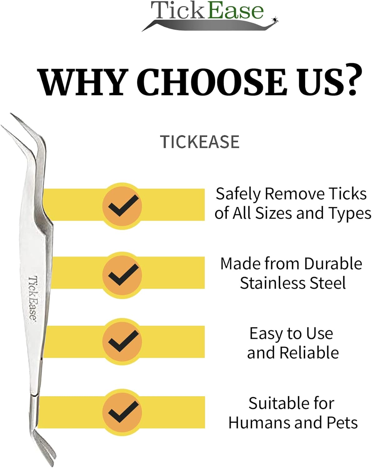 TickEase Tick Remover Safest Tick Removal for People, Dogs and Cats