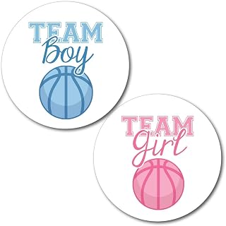 36 2.5 inch Basketball Team Boy Girl Gender Reveal Party Stickers Pink Blue