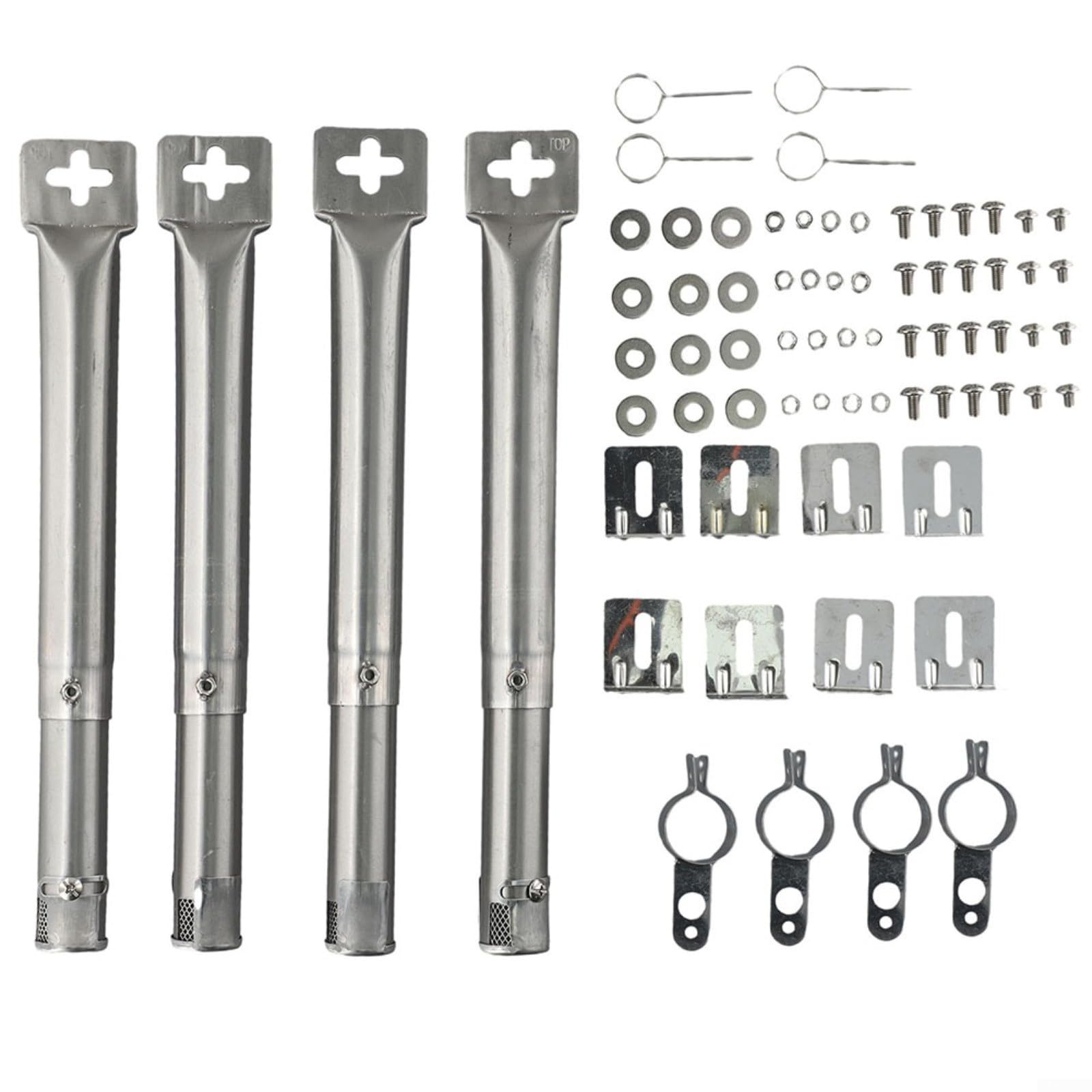 Tubos de repuesto para barbacoa de gas ajustables de acero inoxidable plateado pack de 4