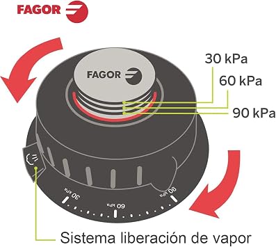 Fagor Dual Xpress Schnellkochtopf 6 Litern Induktion Dampfkochtopf Superschnell Edelstahl 18/10 Alle Herdarten Thermo-Diffusor-Boden Druckregler 5 Sicherheitssysteme