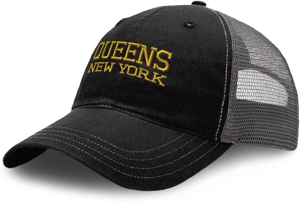 Baseball Cap New York Queens Uniteds C Embroidery Cotton Soft Mesh Cap Snapback Black Charcoal Design Only