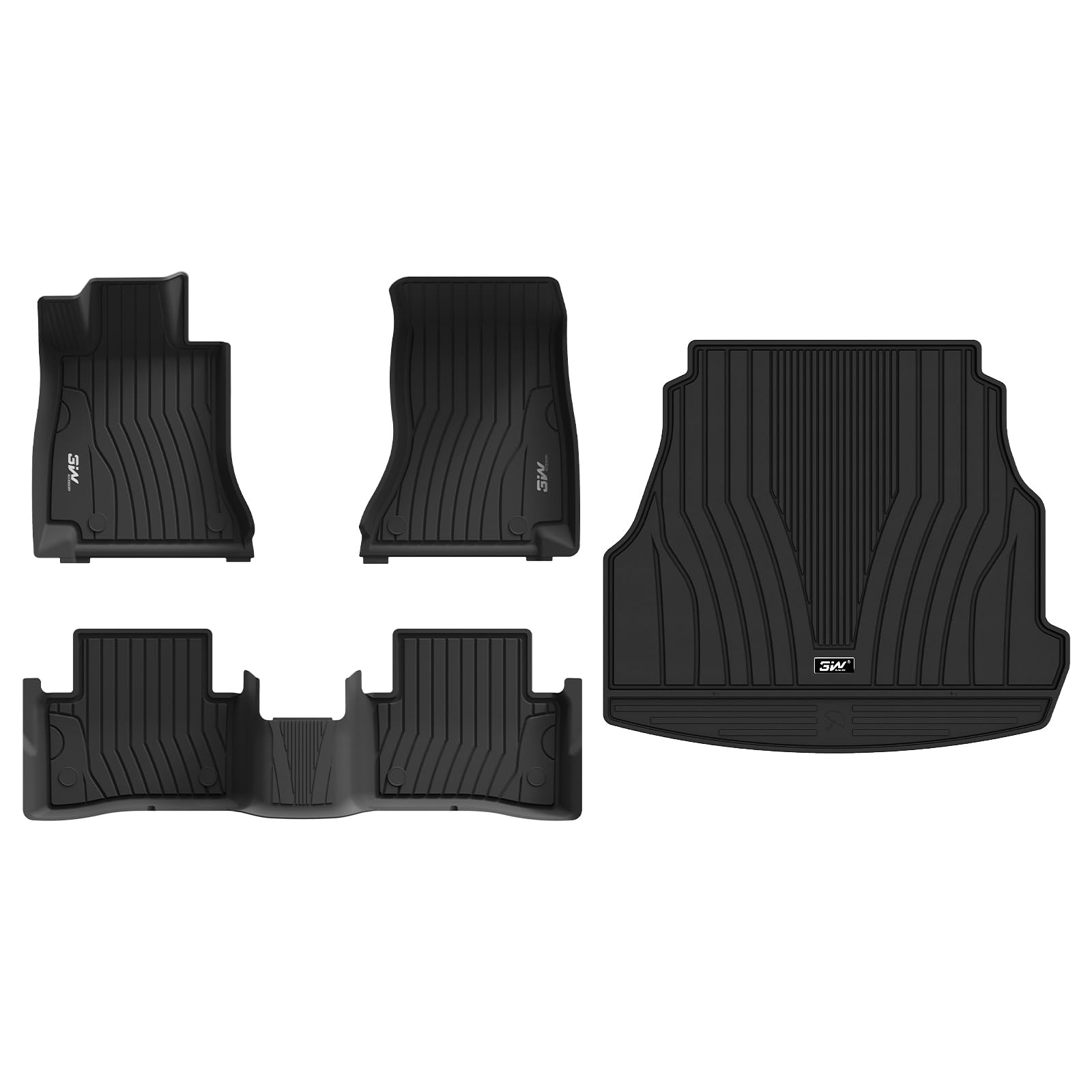 3W Alfombrillas de Coche y Maletero para Mercedes Benz C Clase Sedán/Station Wagon W206 2022-2025, TPE Alfombrillas para Todo Tipo de Clima para Benz C Clase la 1ª y 2ª Fila Juego Completo, Accesorios