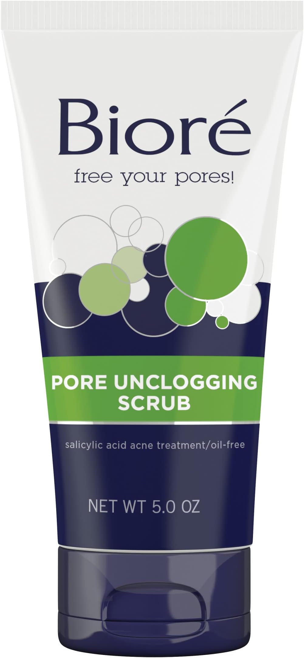 Bioré Pore Unclogging Scrub, Removes Excess Dirt and Oils, Face Scrub, with Salicylic Acid, Oil Free, (HSA/FSA Approved), 5 Ounces