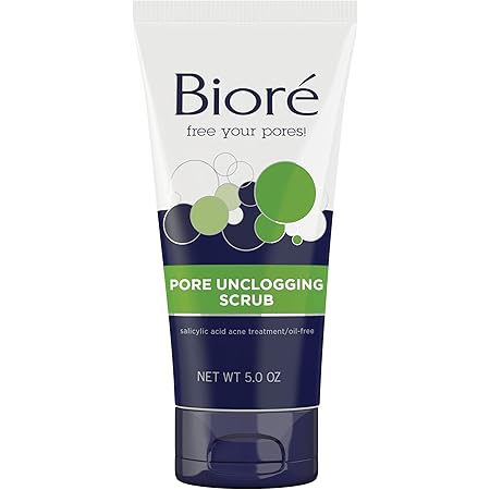 Bioré Pore Unclogging Scrub, Removes Excess Dirt and Oils, Face Scrub, with Salicylic Acid, Oil Free, 5 Ounces (HSA/FSA Approved)
