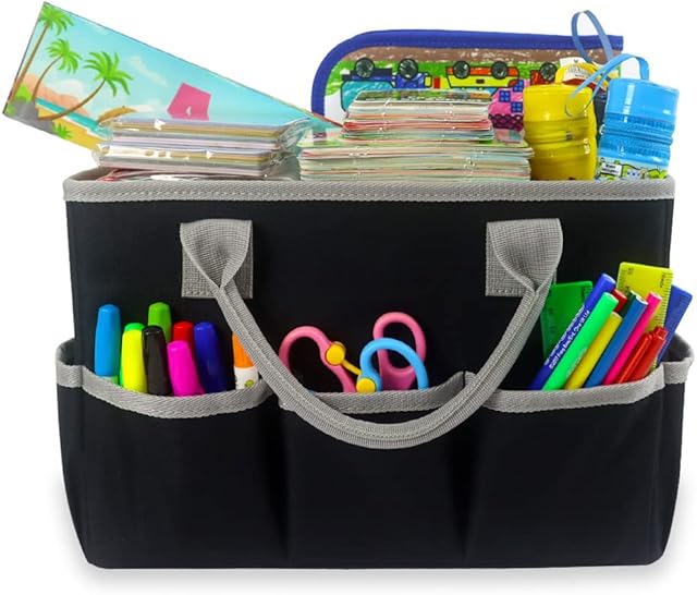 Art Craft Supplies Storage Tote Bag Art Tool Organizer Bag for Artist Kindergarten School Teacher Stationery Organizer Bag Storage Bin Caddy Carrying Case for Drawing Book Notebook Paint Brushes