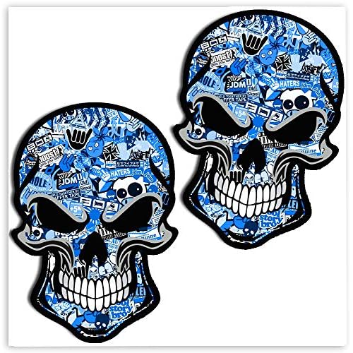 SkinoEu 2 x PVC Laminado Adhesivos Pegatinas DC Stickers Bomb Calavera Cráneo para Motociclista Autos Coches Motos Ciclomotores Bicicletas Ordenador Portátil Regalo B 50